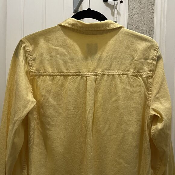 Vintage Gap Shirt Womens Size M Yellow Linen Blend Button Up Beach Coastal Y2K - Picture 8 of 10
